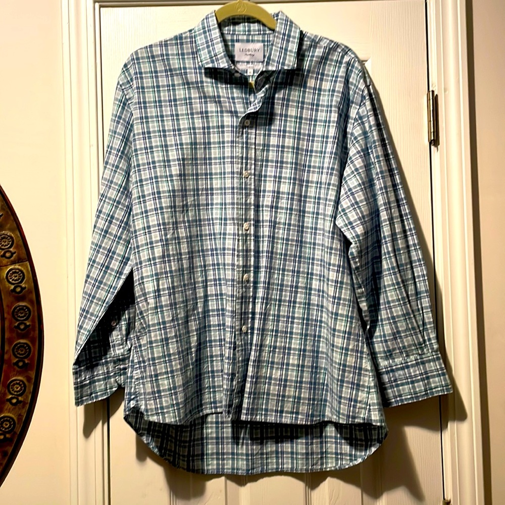 👔Ledbury Fine Shirting Slim Fit Plaid Button Down Business Casual Cotton Shirt